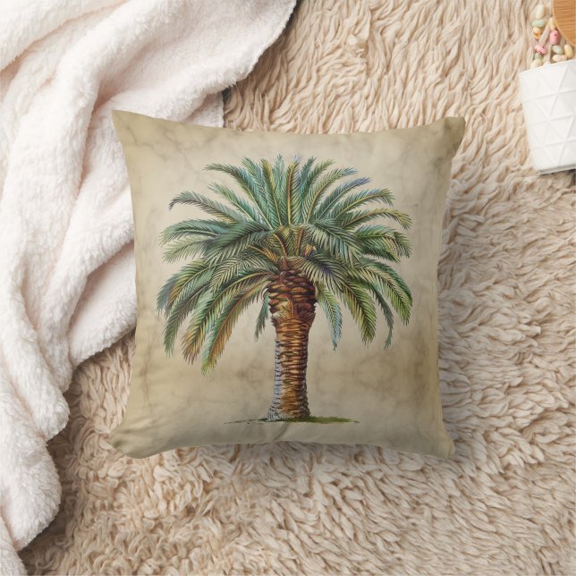 Palm Tree Vintage Tropical Elegant Throw Pillow (Blanket)