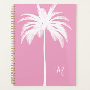 Palm Tree Vintage White Pink Tropical Elegant Planner