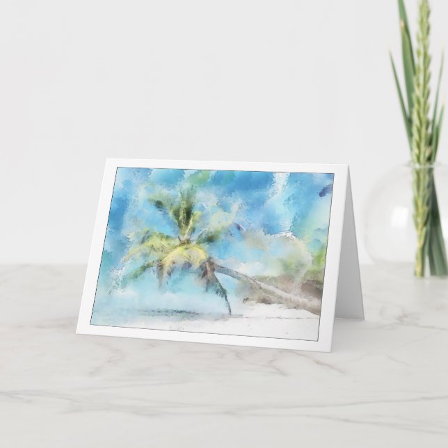 Palm Tree Watercolor Greeting Card (Front)
