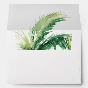 Palm Tree Watercolor Script Return Address Envelope