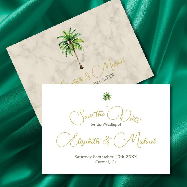 Palm Tree Watercolor Simple Wedding Save the Date (Creator Uploaded)