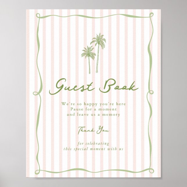 Palm Tree Wedding Guest Book Table Sign (Front)