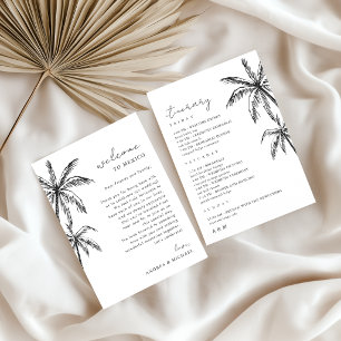 Palm Tree Wedding Welcome Letter Itinerary Card