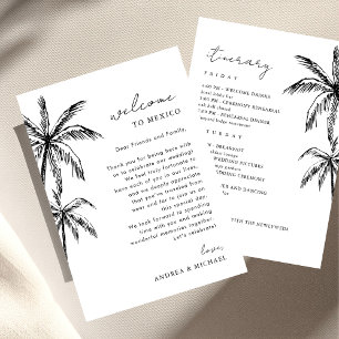 Palm Tree Wedding Welcome Letter Itinerary Card