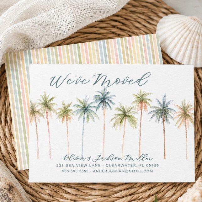 Palm Tree We've Moved Announcement Card  (Creator Uploaded)