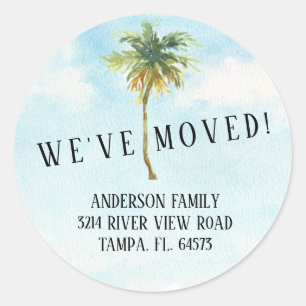 Palm Tree We've Moved New Address Label Sticker