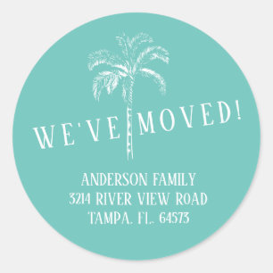 Palm Tree We've Moved New Address Label Sticker