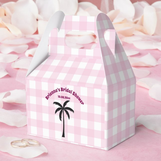 Palm Tree White Pink Chequered Bridal Shower Favor Box (Wedding)
