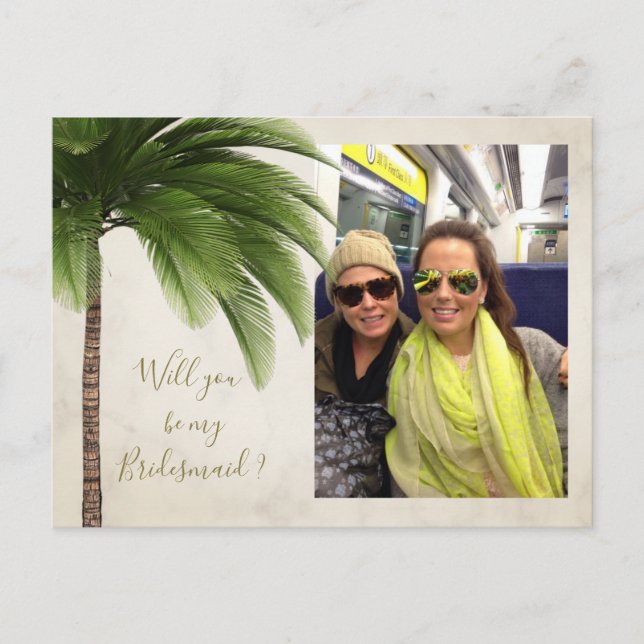 Palm Tree Will You Be My Bridesmaid Invitation (Front)
