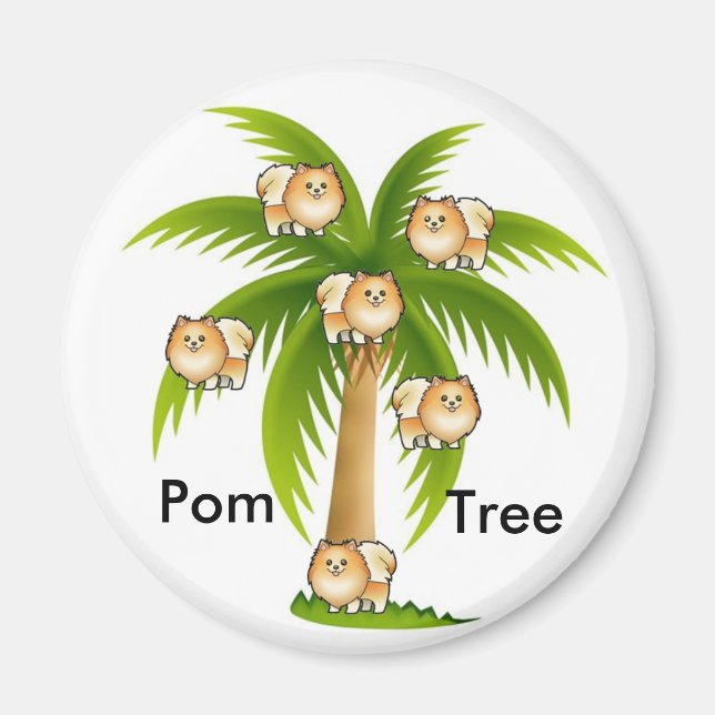 Palm Tree with Pomeranians Magnet (Front)