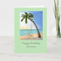 Palm Tree with swing customizable birthday card