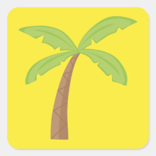 Palm tree yellow background square sticker
