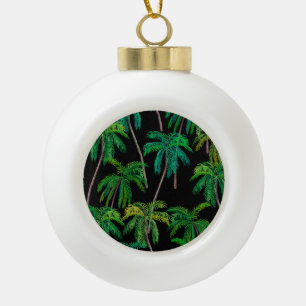 Palm Trees: Acrylic Summer Pattern. Ceramic Ball Christmas Ornament