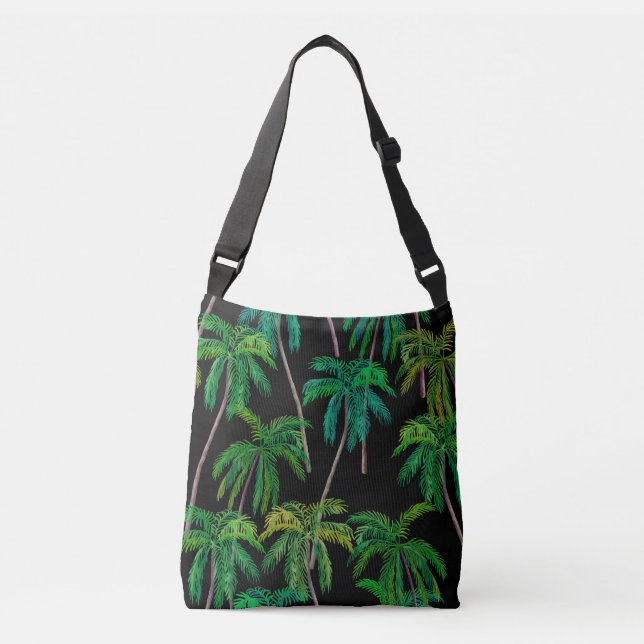 Palm Trees: Acrylic Summer Pattern. Crossbody Bag (Front)