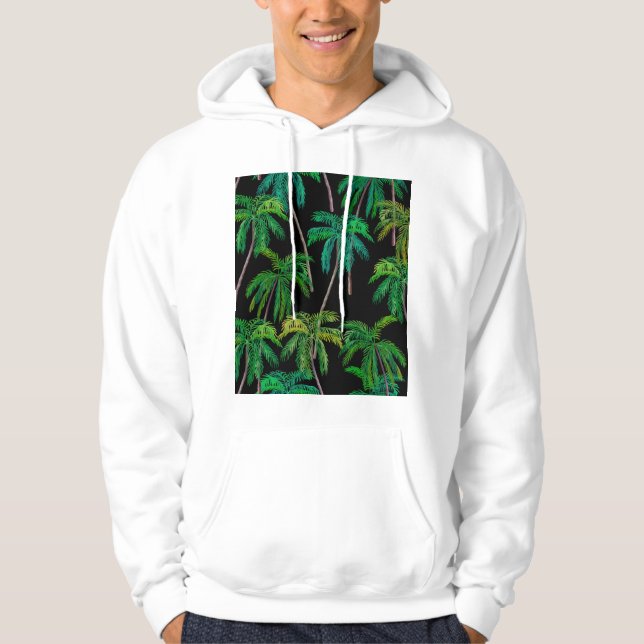 Palm Trees: Acrylic Summer Pattern. Hoodie (Front)