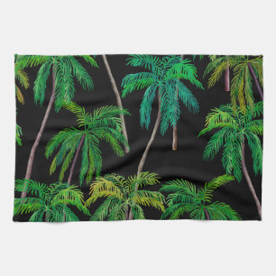 Palm Trees: Acrylic Summer Pattern. Kitchen Towel