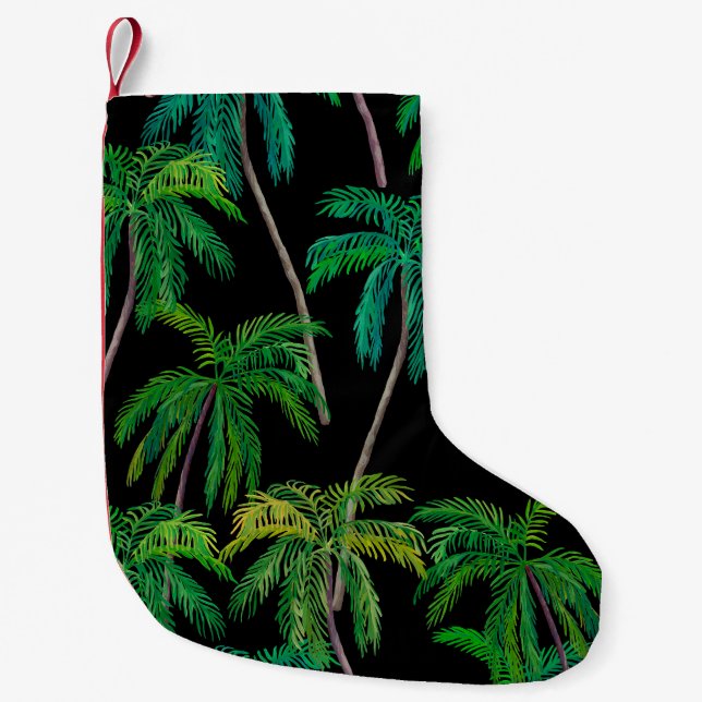 Palm Trees: Acrylic Summer Pattern. Small Christmas Stocking (Front)