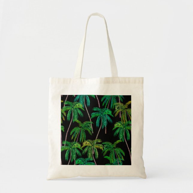 Palm Trees: Acrylic Summer Pattern. Tote Bag (Front)