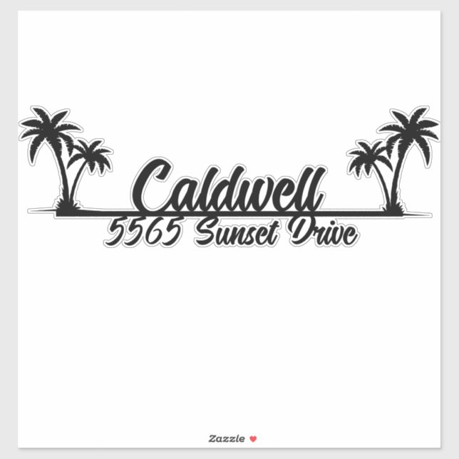 Palm Trees Adresse personnalisée Sticker boîte aux (Feuille)