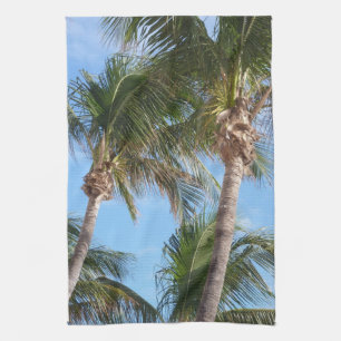 Palm Trees Against Blue Sky Kitchen Towel