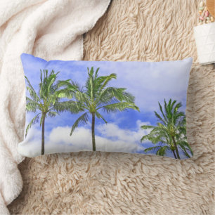 "PALM TREES AGAINST BLUE SKY & WHITE CLOUDS" LUMBAR PILLOW