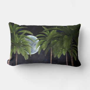 Palm Trees Against the Moon Lumbar Pillow