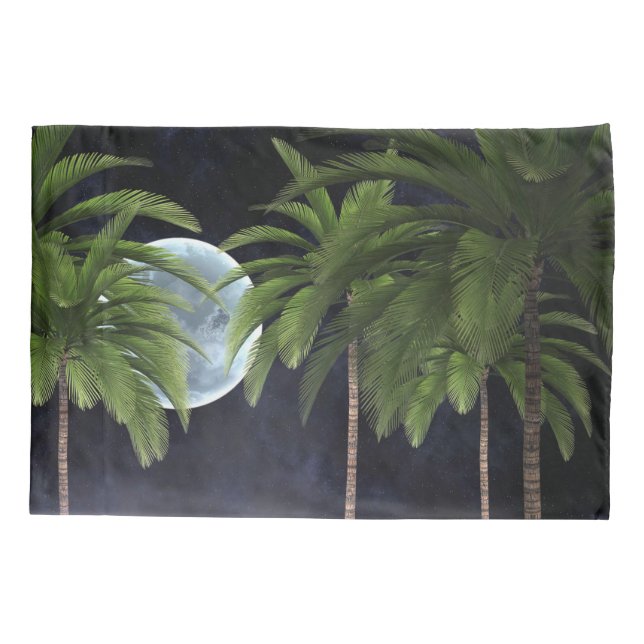 Palm Trees Against the Moon Pillowcase (Back)