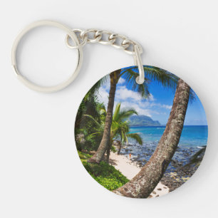 Palm Trees Along Hideaways Beach Keychain