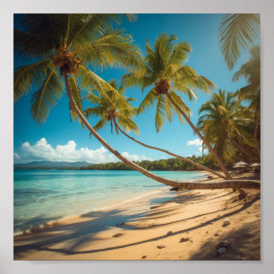 Palm Trees Along the Shore Poster