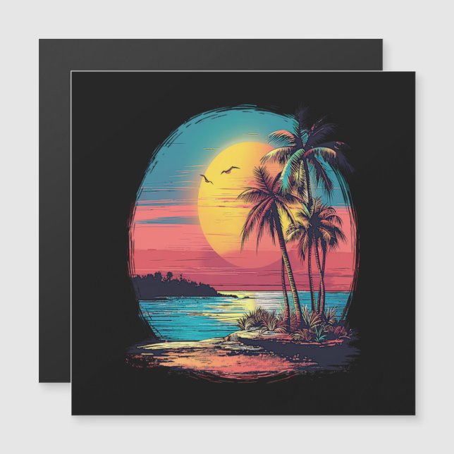 Palm trees and beach (Front/Back)