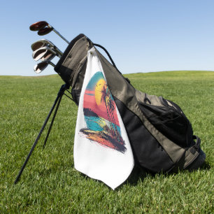 Palm trees and beach golf towel