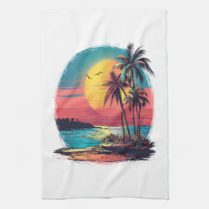 Palm trees and beach kitchen towel