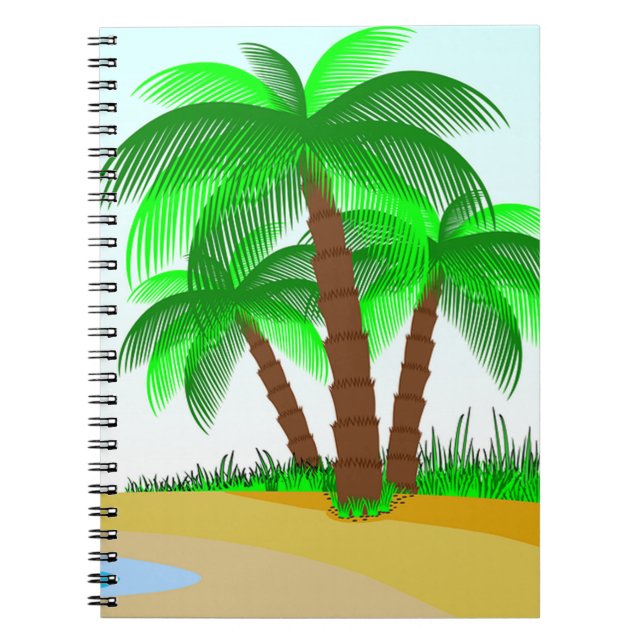Palm Trees and Beach Notebook (Front)