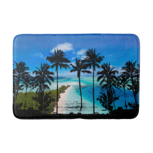 Palm Trees And Beach Scene Bath Mat