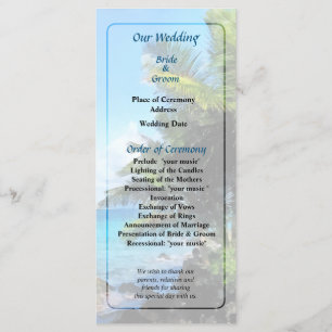 Palm Trees and Beach St. Thomas VI Wedding Program