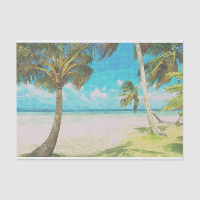 Palm Trees And Beach Themed Tissue Paper (Front)