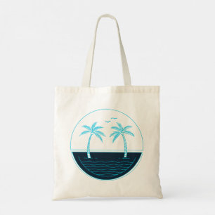 Palm trees and beach tote bag
