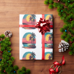 Palm trees and beach wrapping paper
