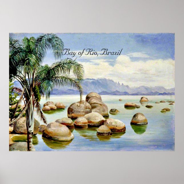 Palm Trees and Boulders in the Bay of Rio, Brazil Poster (Front)