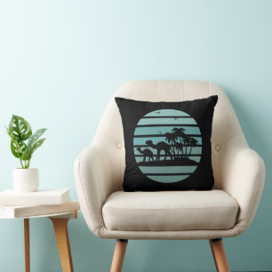palm trees and camels  throw pillow