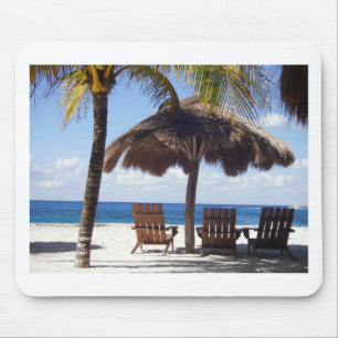 Palm Trees and chairs Mexico Beach Mouse Pad