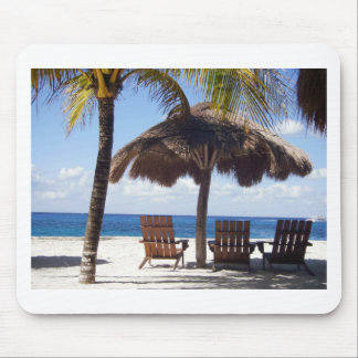 Palm Trees and chairs Mexico Beach Mouse Pad