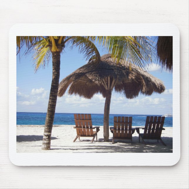 Palm Trees and chairs Mexico Beach Mouse Pad (Front)