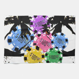 PALM TREES AND CHIPS KITCHEN TOWEL