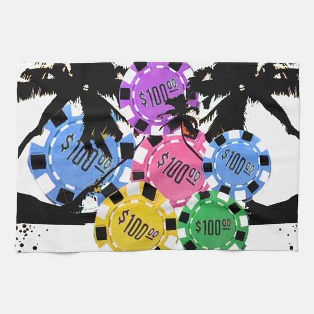 PALM TREES AND CHIPS KITCHEN TOWEL (Horizontal)