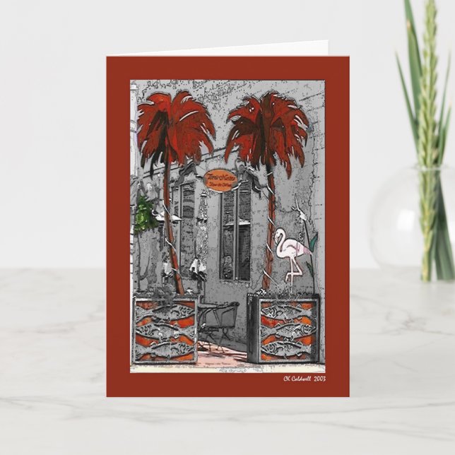 Palm Trees and Flamingo Card (Front)