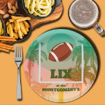 Palm Trees and Football Uprights Party Paper Plate<br><div class="desc">Football game day paper plates - in 2 sizes. Super fans will love these plates featuring palm trees and a football sailing through the uprights. MATCHING party invitations,  plates,  napkins and more in our store.</div>