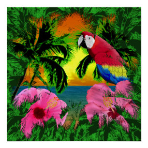 Palm Trees And Island Sunsets Poster