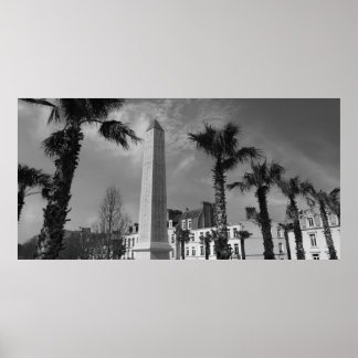 Palm Trees and Obelisk, Boulogne-sur-Mer, France Poster