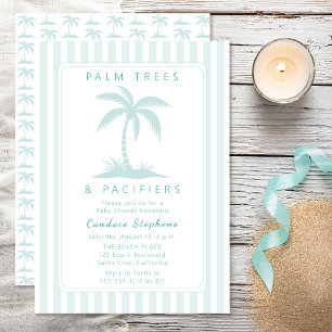 Palm Trees and Pacifiers Blue Coastal Baby Shower Invitation